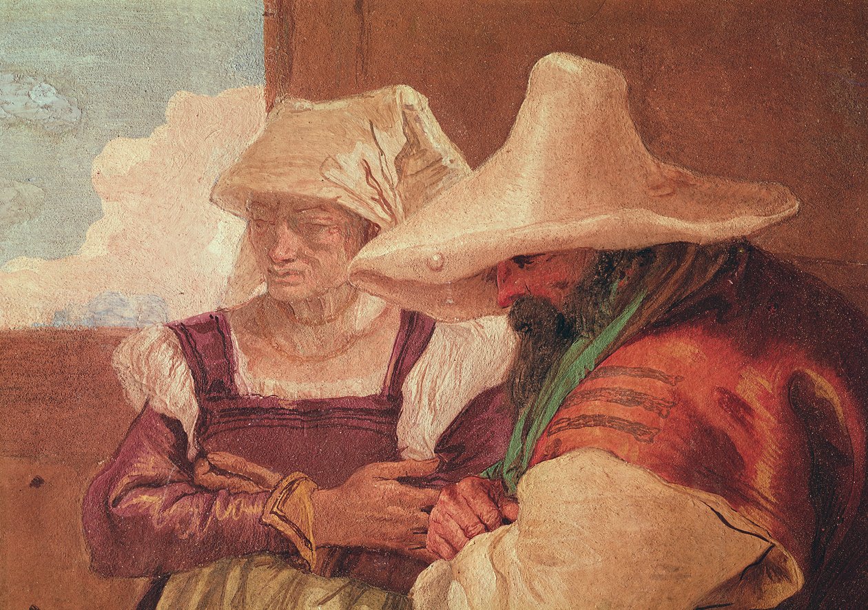 Detail of the shepherds from Angelica and Medoro with the Shepherds, 1757 by Giovanni Battista Tiepolo