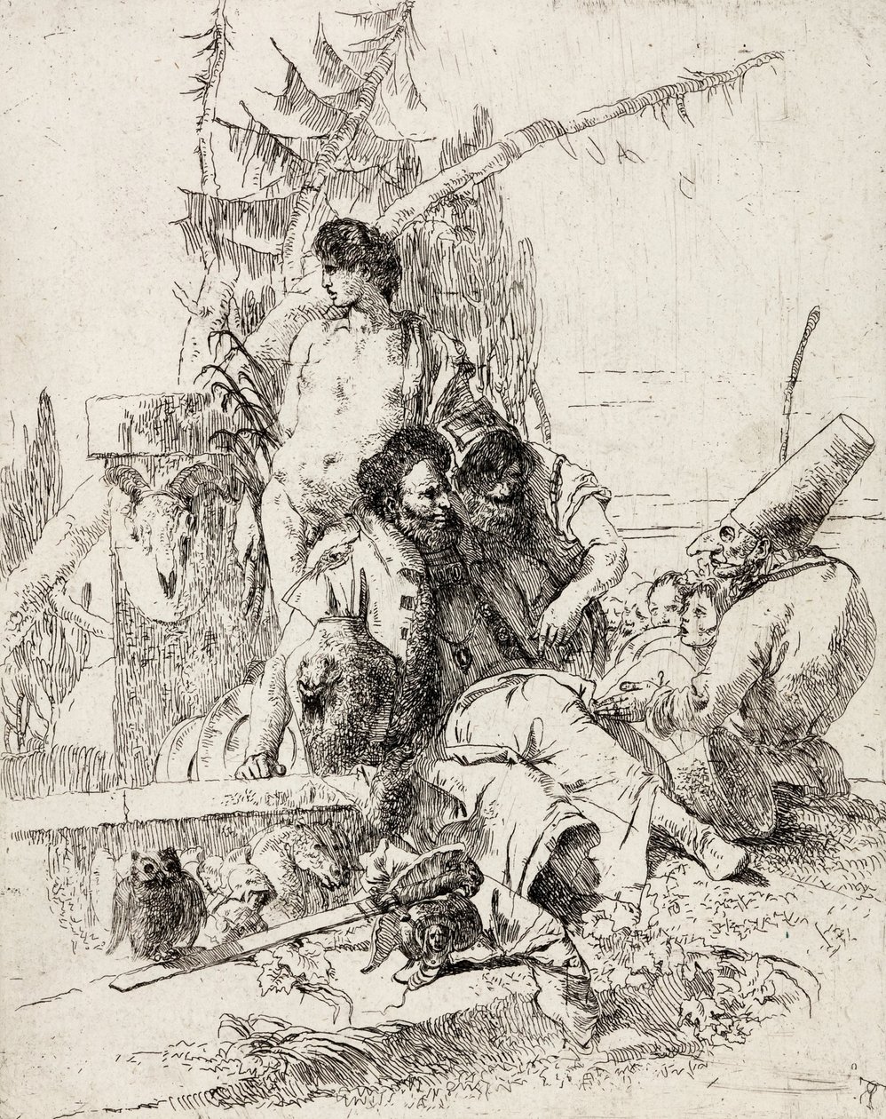 Punchinello gives counsel by Giovanni Battista Tiepolo