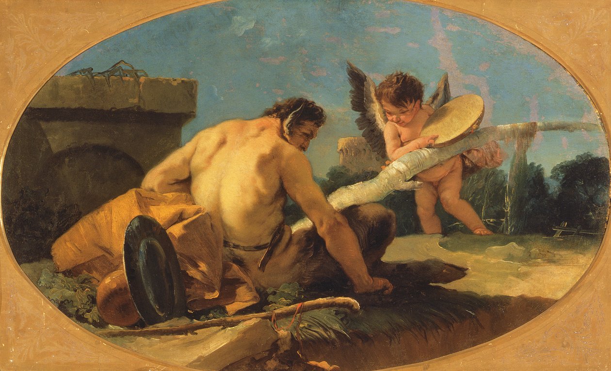 Satyr and Putto with a Tambourine by Giovanni Battista Tiepolo