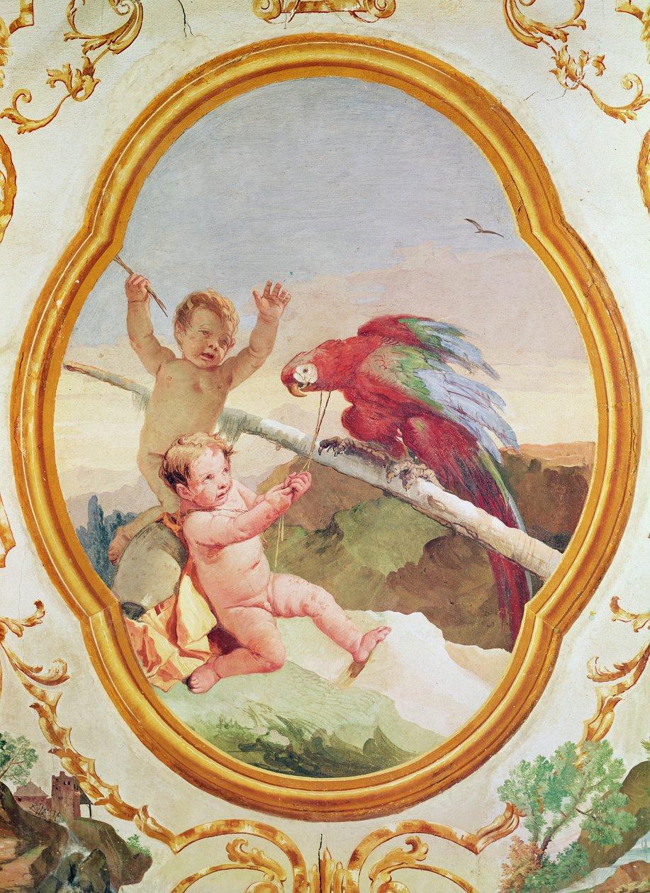 Two Putti Playing with a Parrot by Giovanni Battista Tiepolo