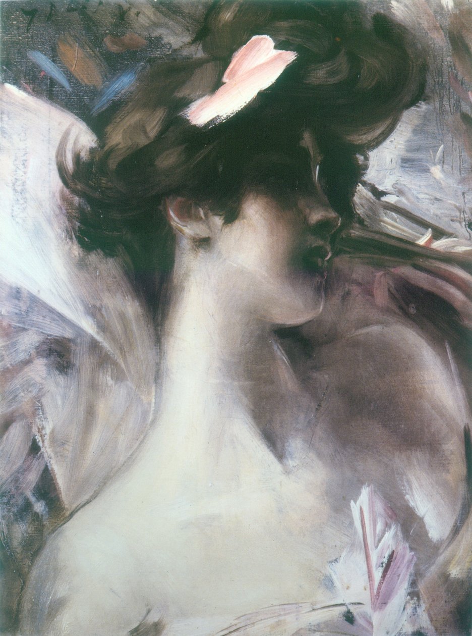 Head of a Young Man on a Pink Background by Giovanni Boldini