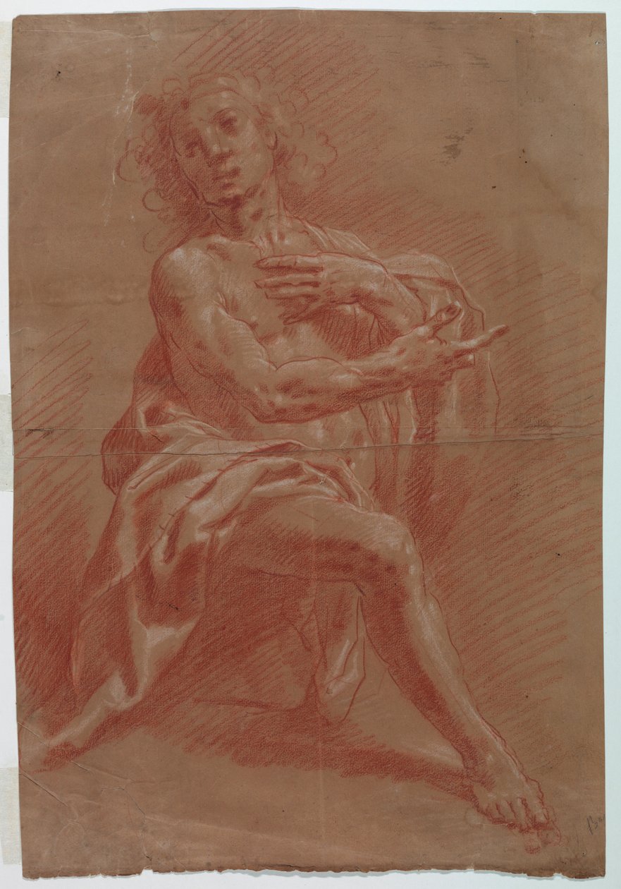 Kneeling Man for an Adoration of the Shepherds by Giovanni Giacomo Barbelli