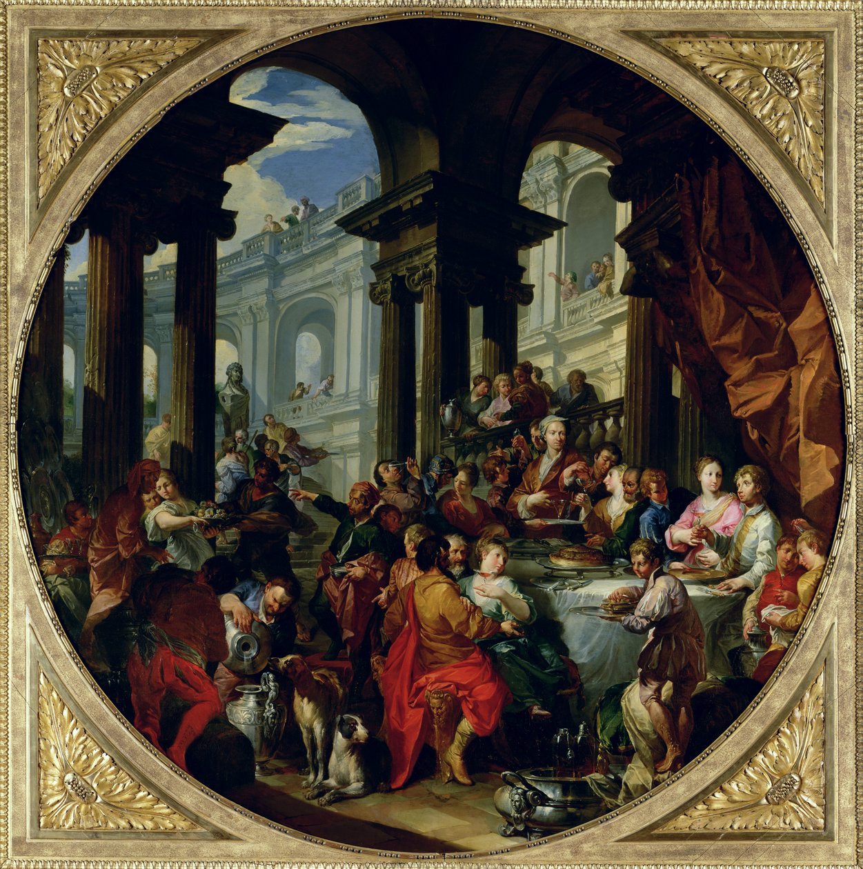 Feast under an Ionic Portico by Giovanni Paolo Pannini