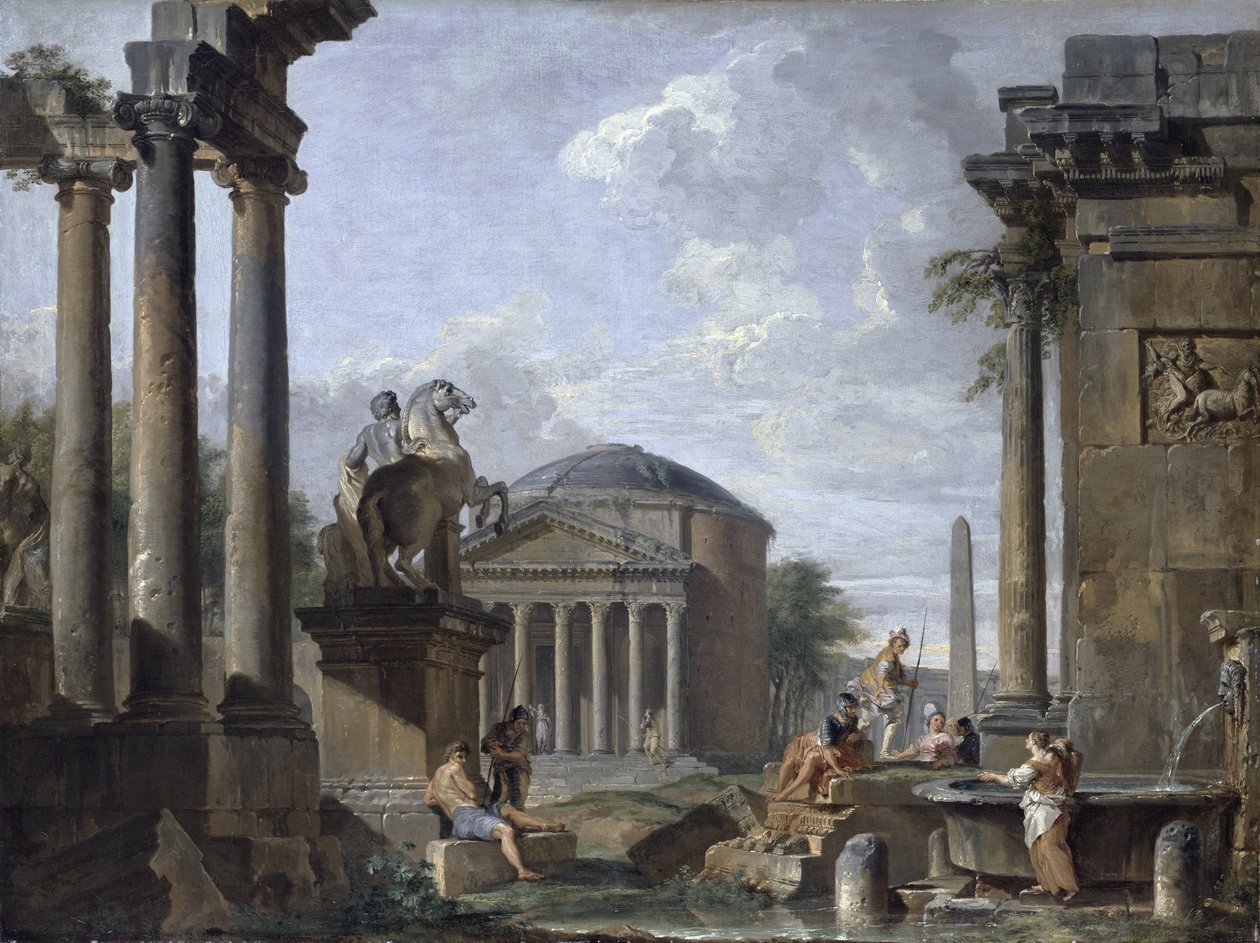 Landscape with Roman Ruins by Giovanni Paolo Pannini