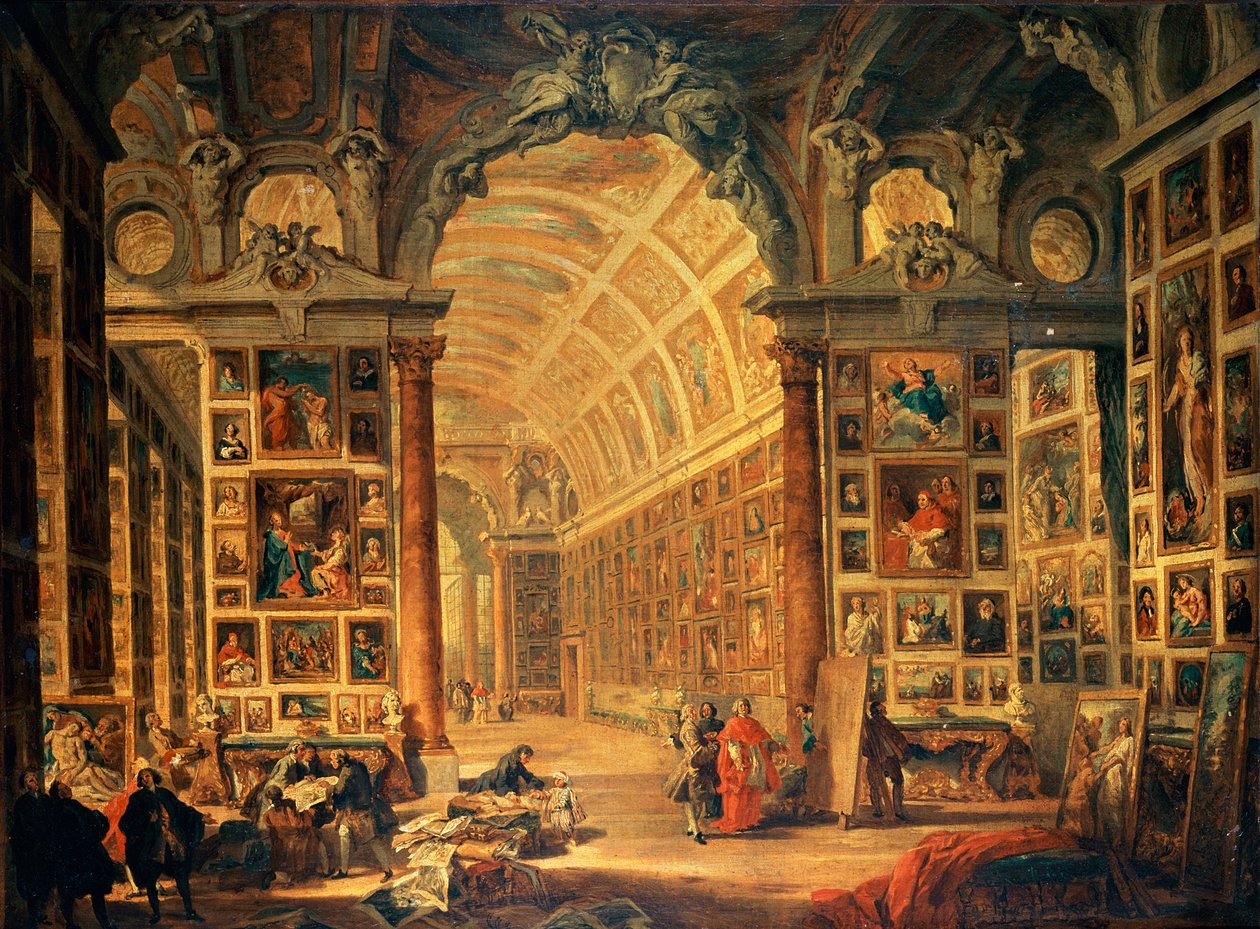 Interior View of The Colonna Gallery, Rome by Giovanni Paolo Pannini