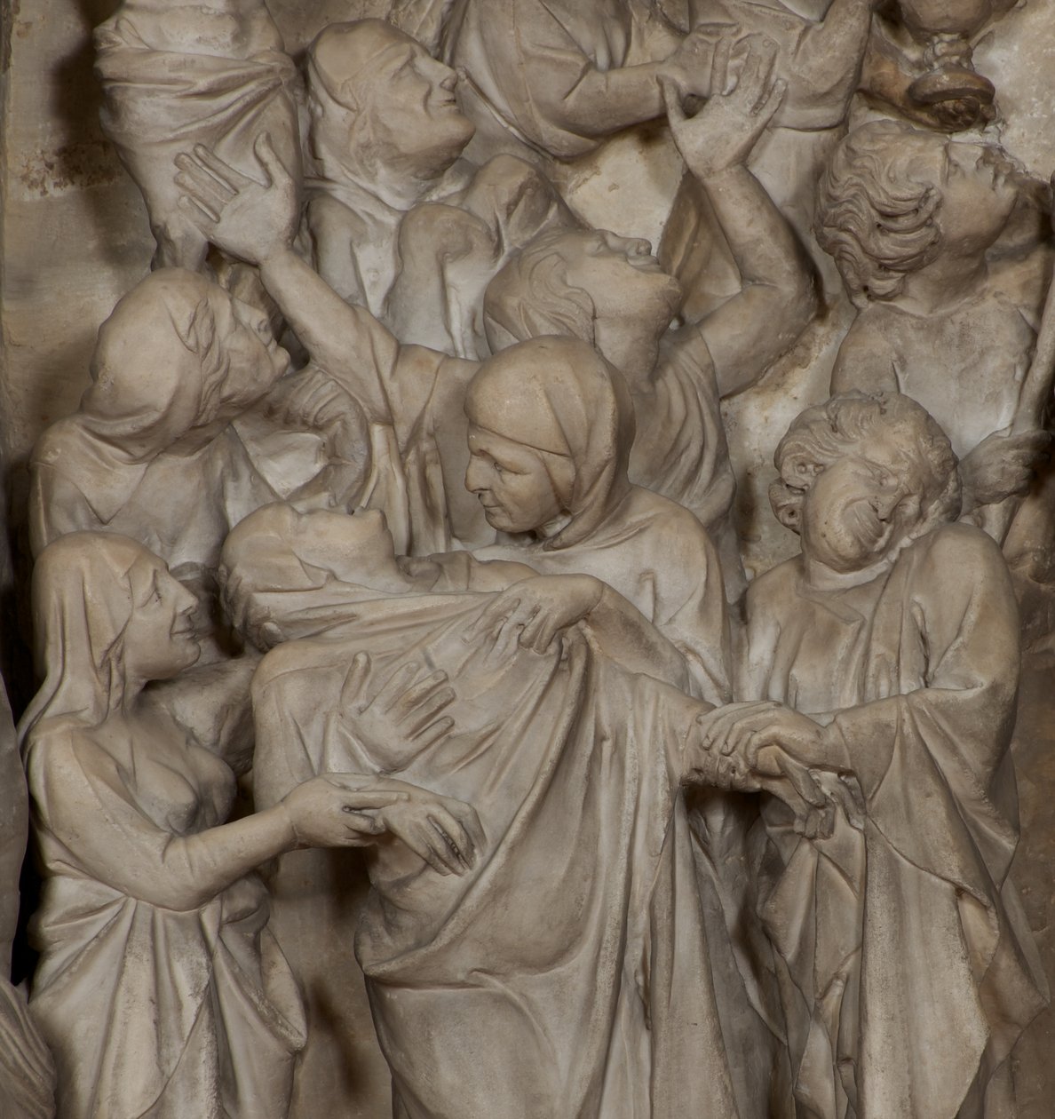Detail of the Crucifixion, on the pulpit in the Church of Sant