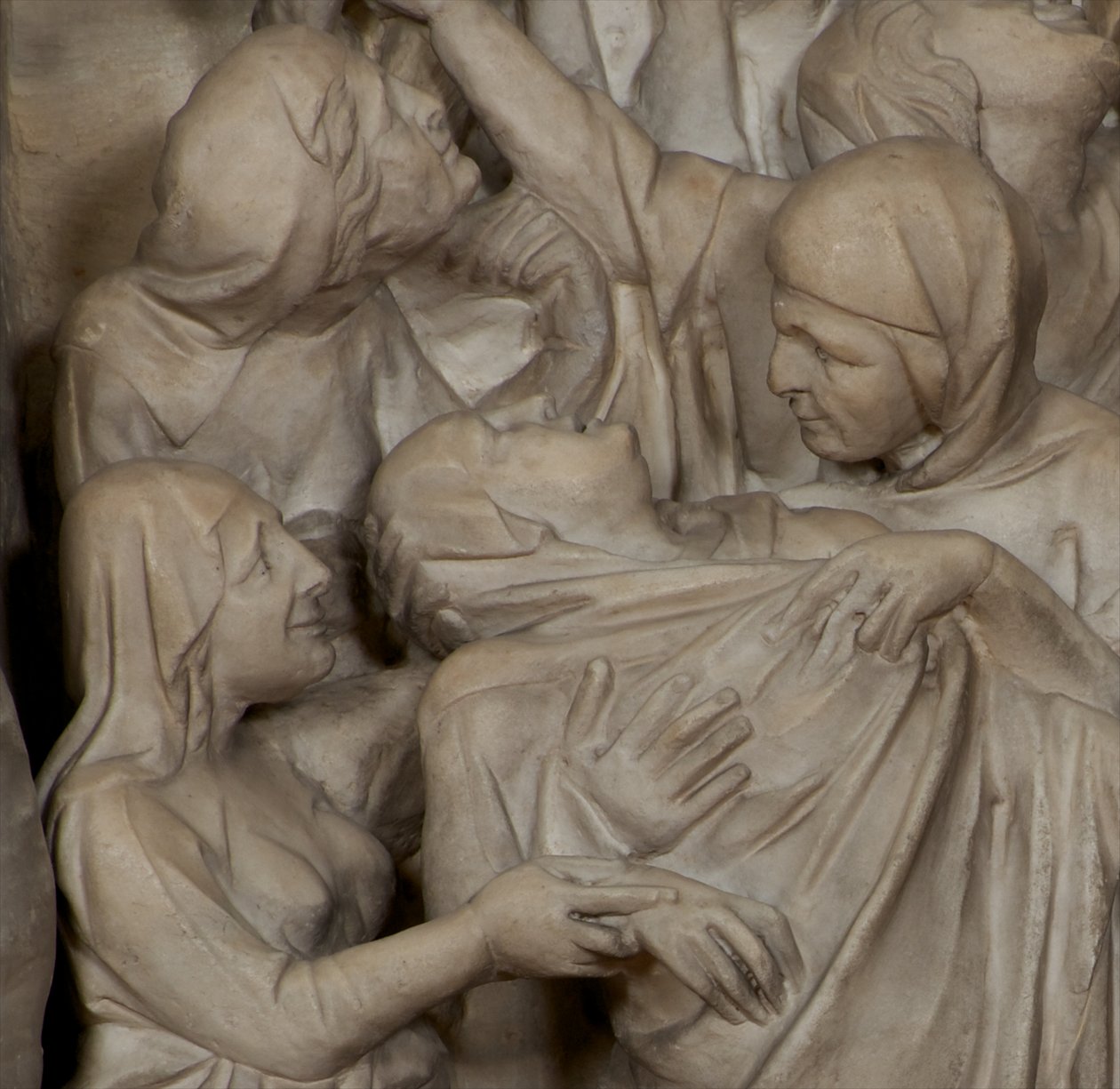 Detail of the Crucifixion, on the pulpit in the Church of Sant