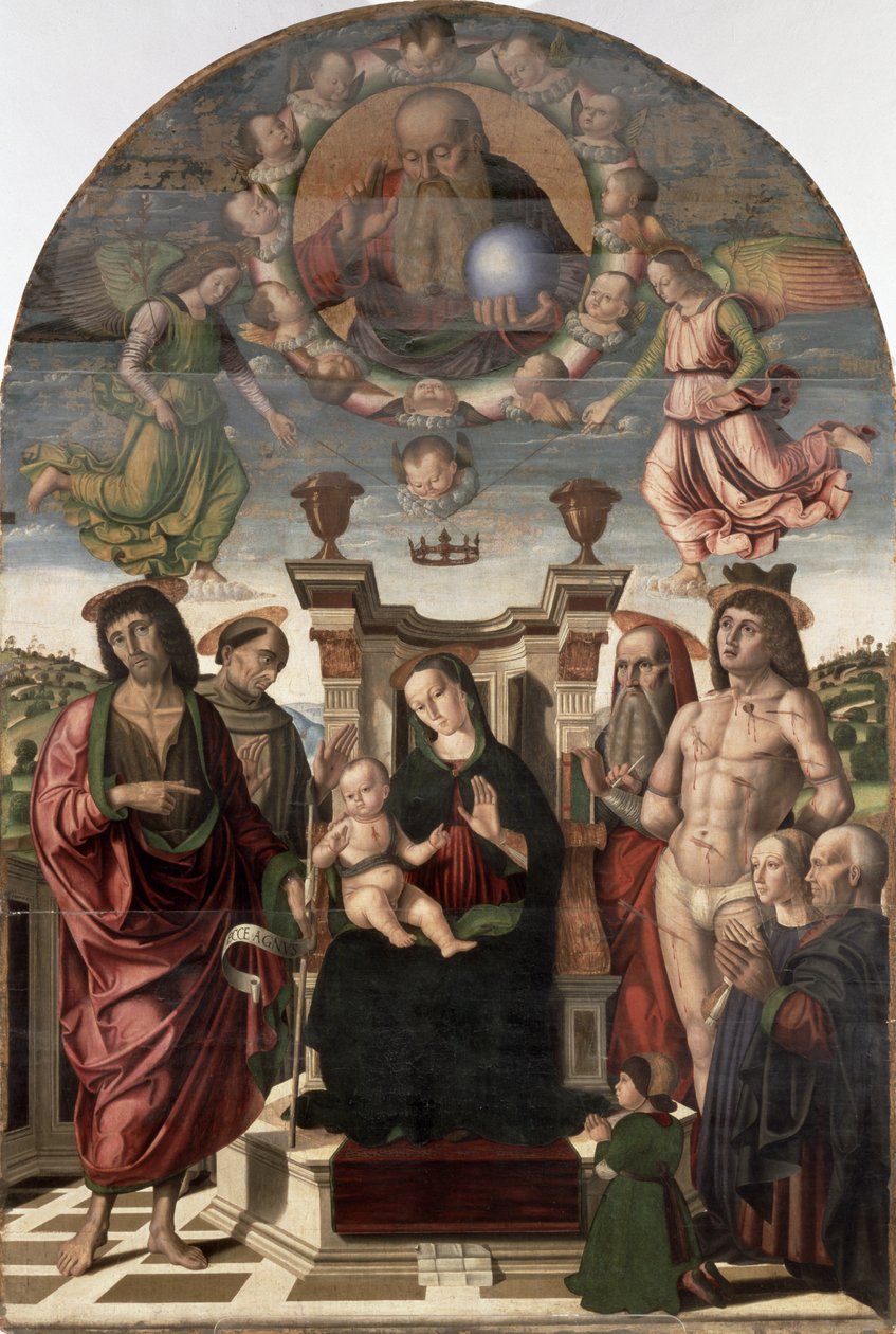 The Madonna and Child Enthroned with Saints by Giovanni Santi or Sanzio