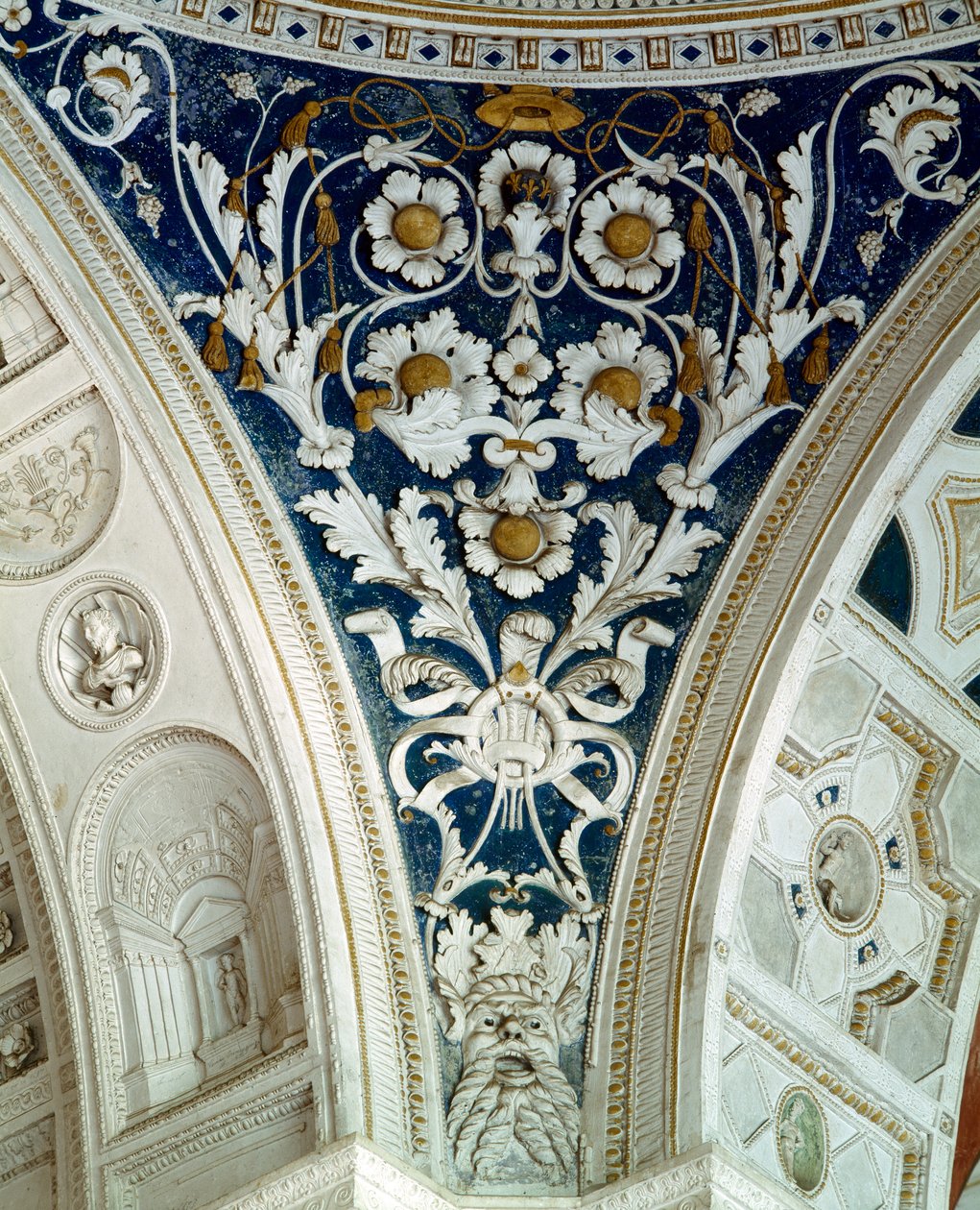 The loggia, detail of a spandrel in the vault decorated with floral reliefs, 1520s by Giovanni da Udine