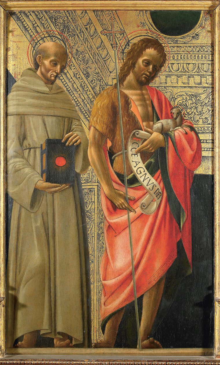 Saint Bernardino of Siena and Saint John the Baptist, ca 1485-1490 by Giovanni Ambrogio Bevilacqua