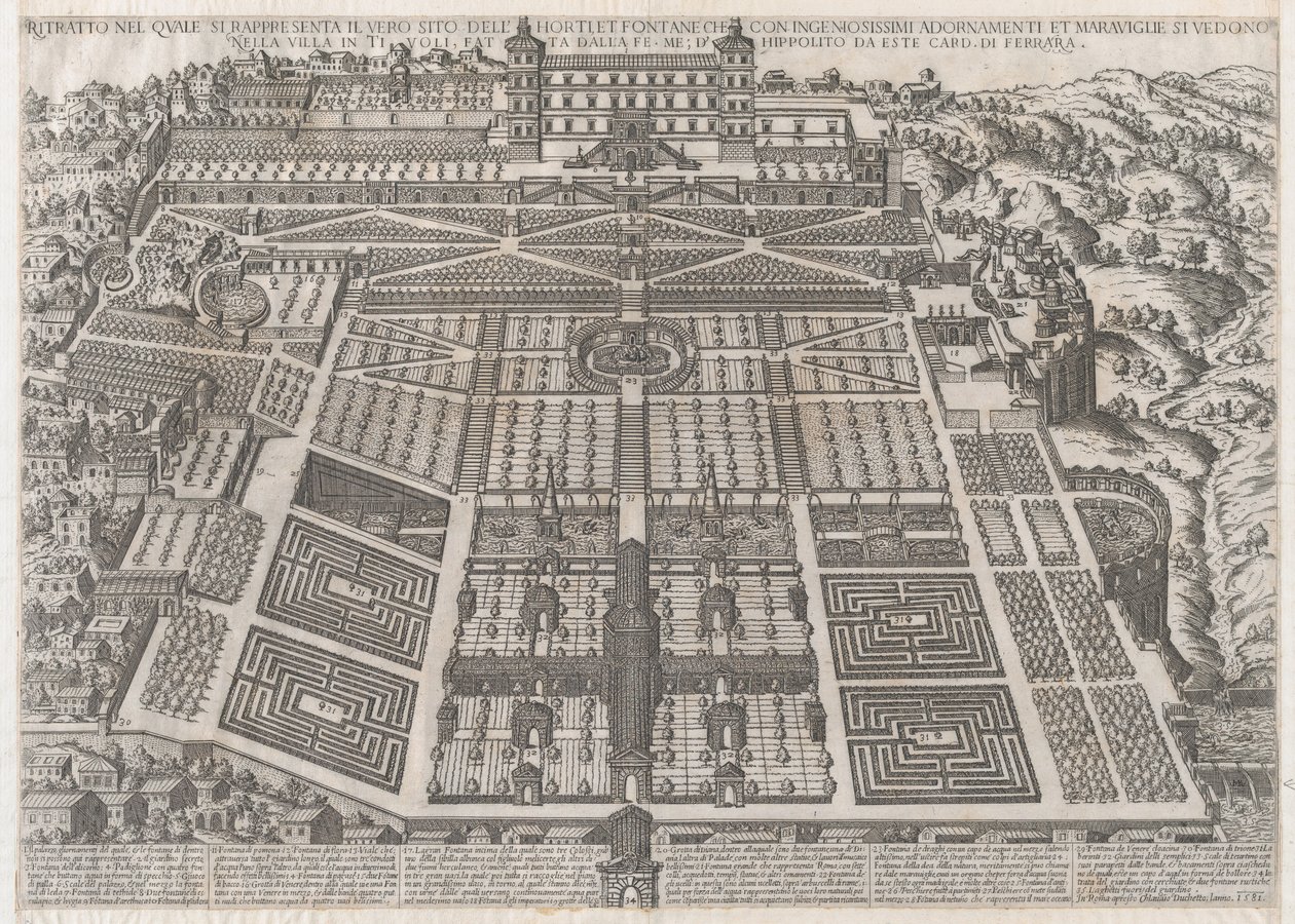 Speculum Romanae Magnificentiae: Tivoli Palace and Gardens by Giovanni Ambrogio Brambilla.