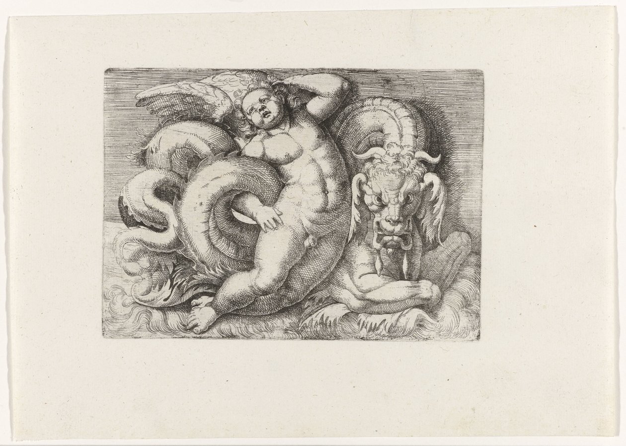 Putto Riding a Sea Monster by Giovanni Andrea Maglioli