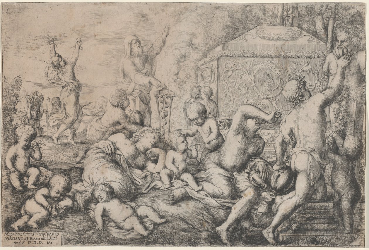 Bacchanal with Altar, Faun, and Silenus by Giovanni Andrea Podesta