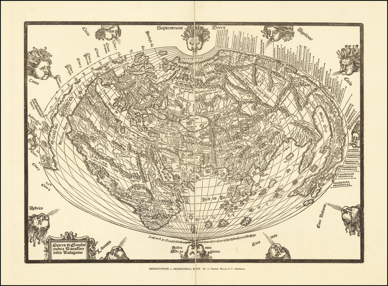 1540 Map of the World by Giovanni Andrea Vavassore by Giovanni Andrea Vavassori