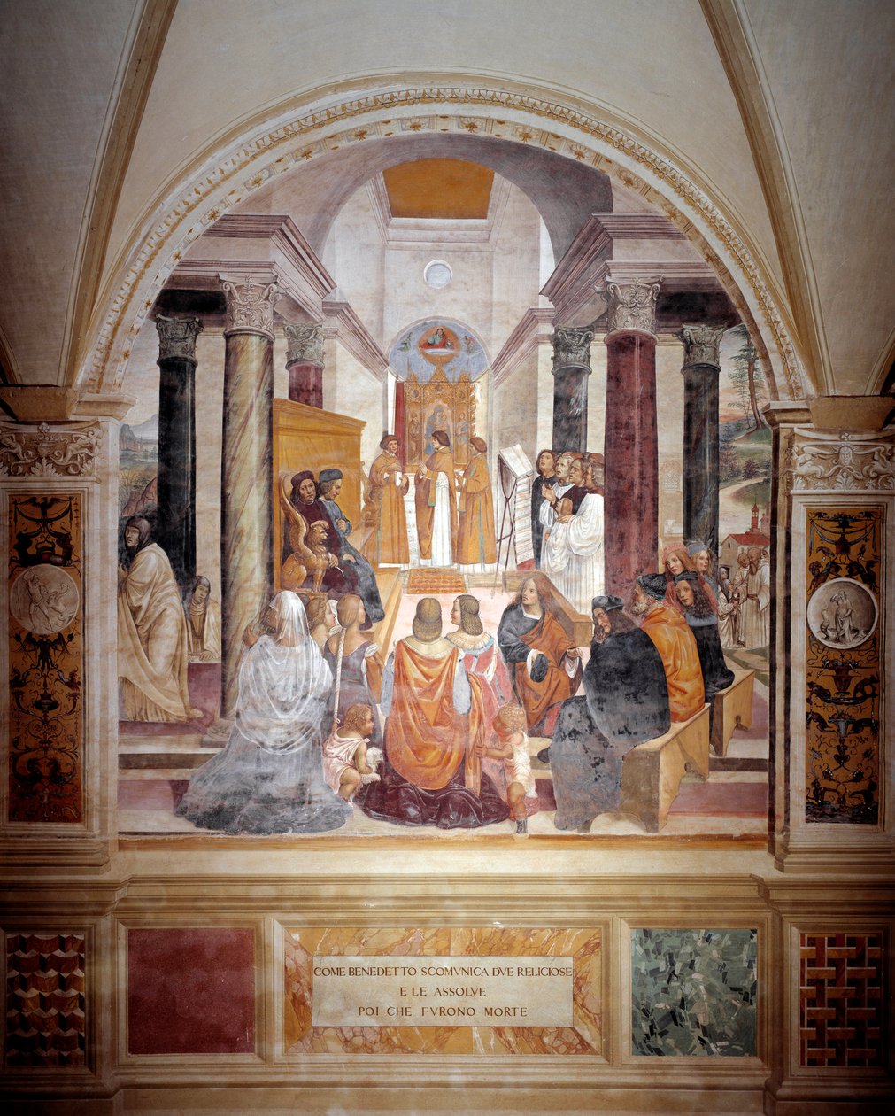 Benedict excommunicated two nuns and absolves them after their death by Giovanni Antonio Bazzi Sodoma