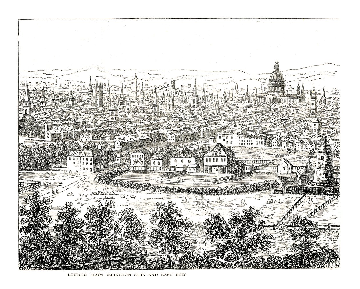 London from Islington City and East End. From a View by Canaletti, Published 1753 by Giovanni Antonio Canal