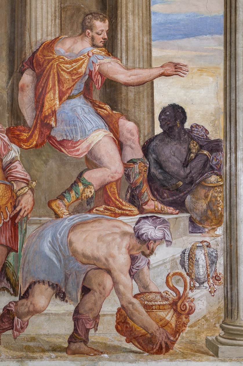 Detail of The Banquet of Cleopatra, Room of the Fireplace, c.1560-65 by Giovanni Antonio Fasolo