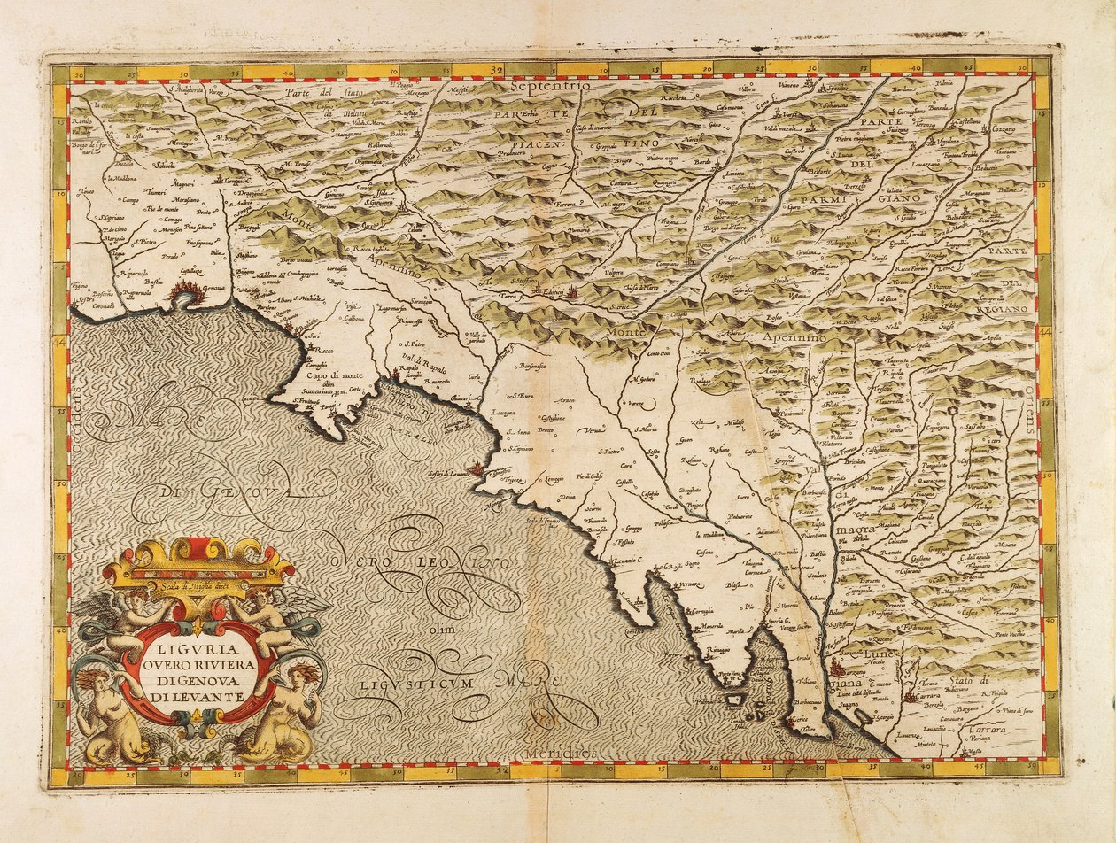 Eastern Liguria Region (Copper Engraving) by Giovanni Antonio Magini