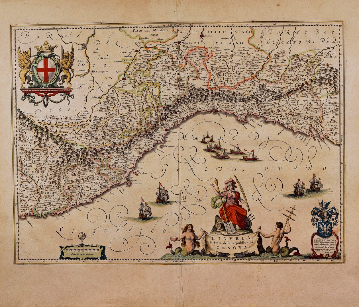 Map of Liguria Region by Giovanni Antonio Magini