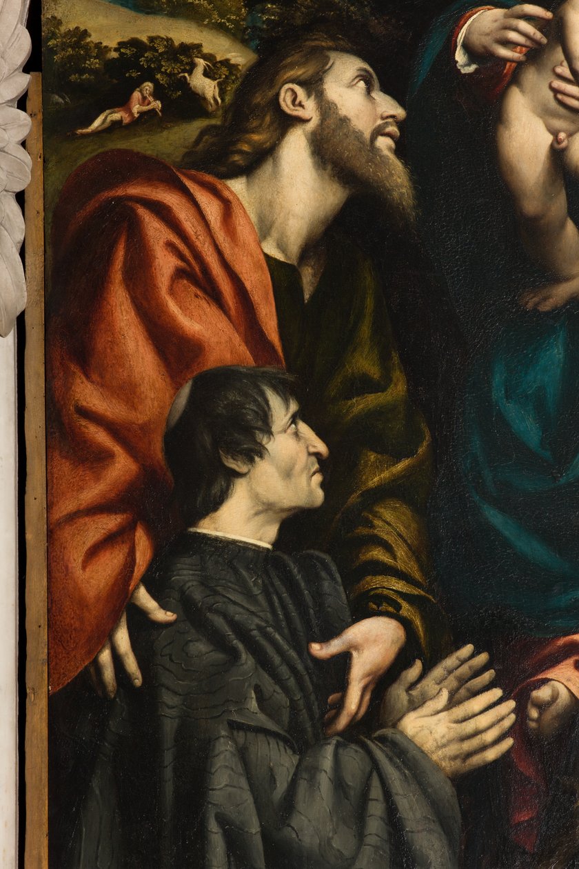 Altar of Saint Catherine, Madonna and Child between Saints Philip and James and the Donor Giacomo Schizzi, Il Pordenone 1522 (detail) by Giovanni Antonio Pordenone