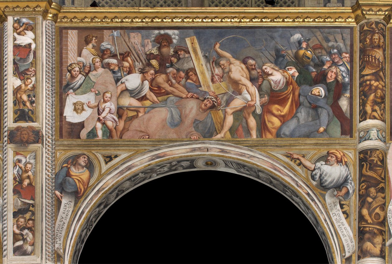 Central Aisle, Second South Span, Jesus Falls Under the Cross, Il Pordenone by Giovanni Antonio Pordenone