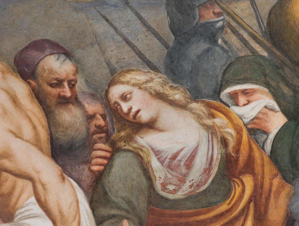 Central Nave, Second South Span, Jesus Falls Under the Cross, Il Pordenone by Giovanni Antonio Pordenone