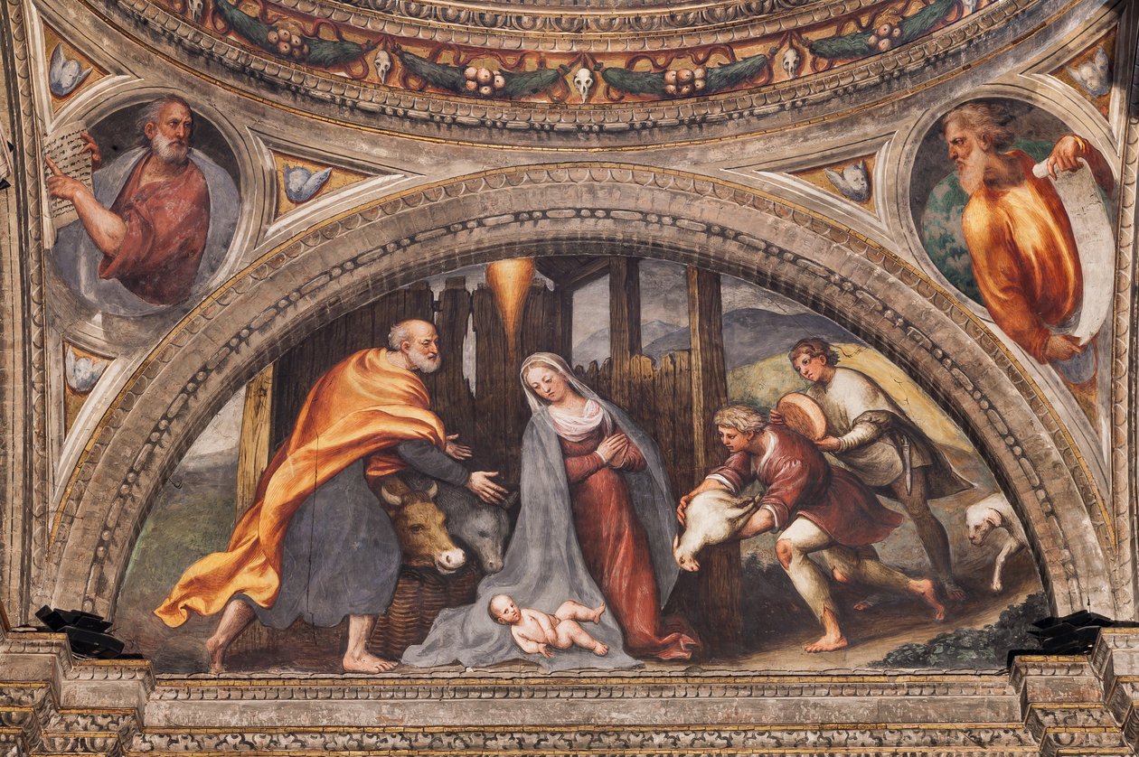 Lunette depicting the Adoration of the Shepherds by Giovanni Antonio Pordenone