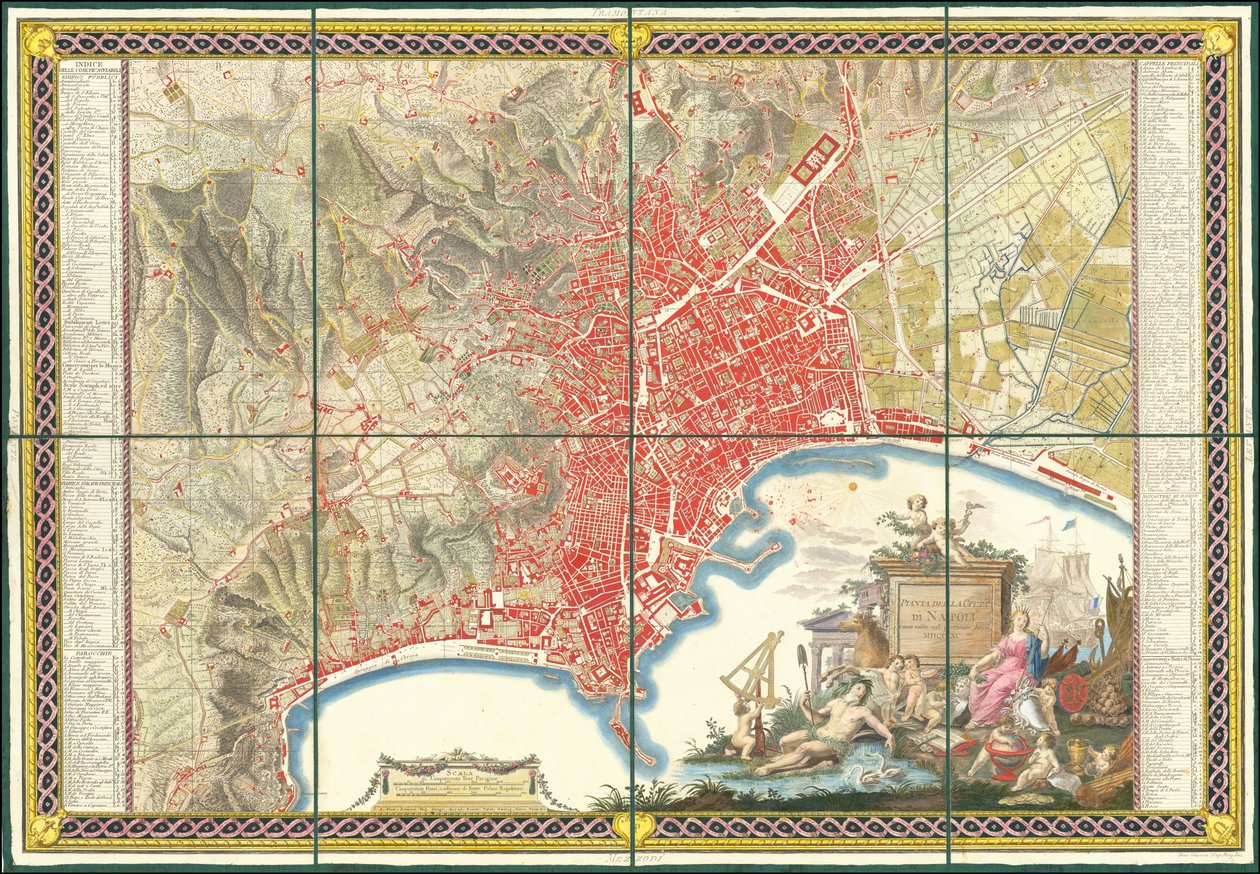 1790 map of Naples by Giovanni Antonio Rizzi Zannoni