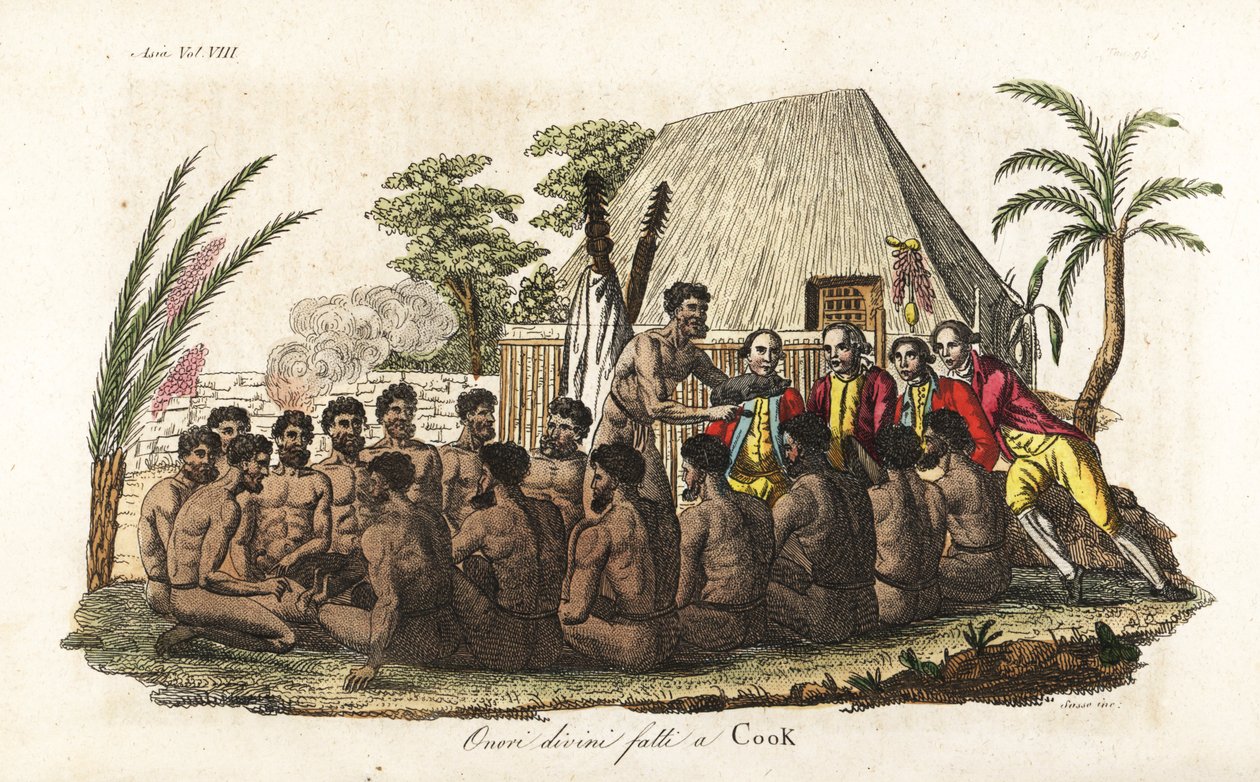 Hawaiian Natives Offer a Sacrificial Pig to Captain James Cook by Giovanni Antonio Sasso