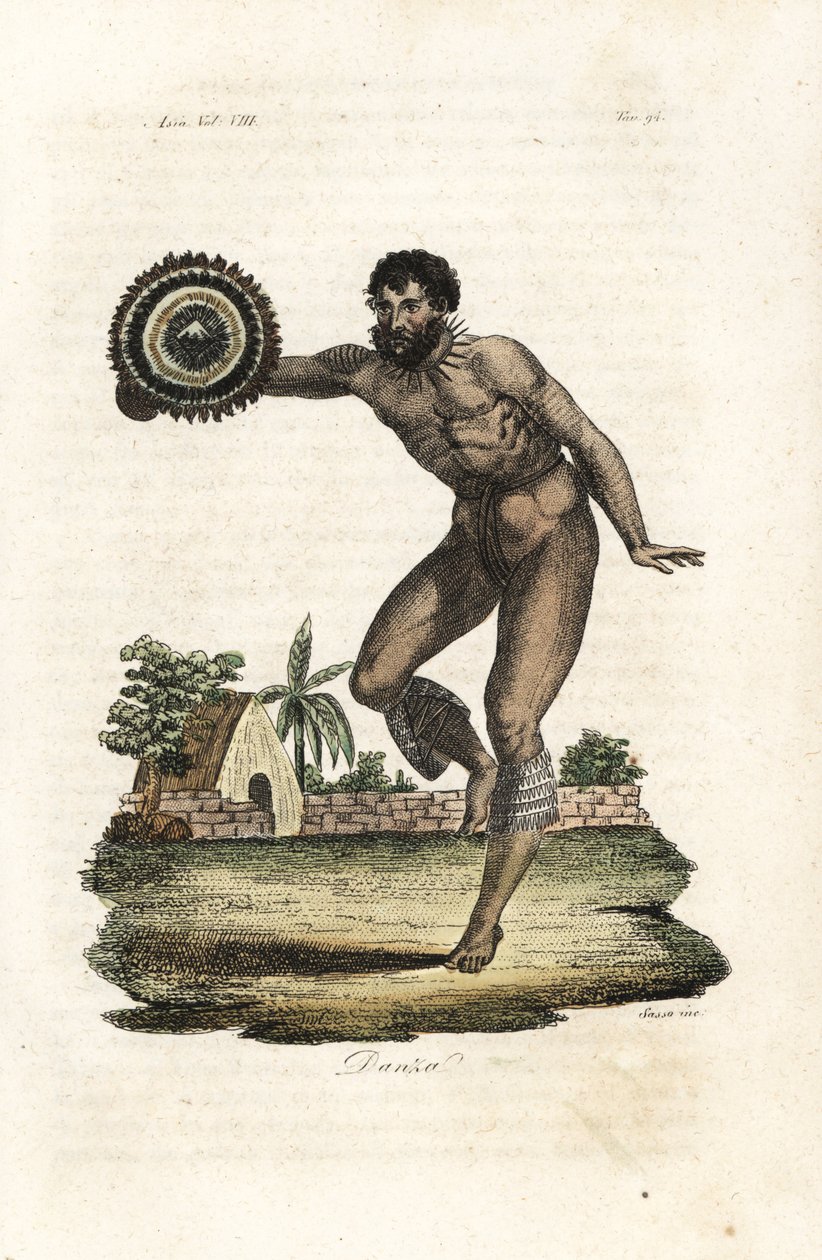Naked Tattooed Man of Hawaii Dancing for Captain James Cook by Giovanni Antonio Sasso
