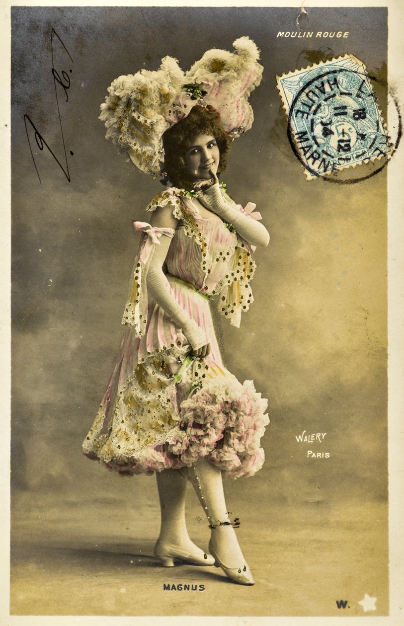 Postcard: Moulin Rouge - Portrait of Magnus, Music hall artist by Phillipe de Marlier