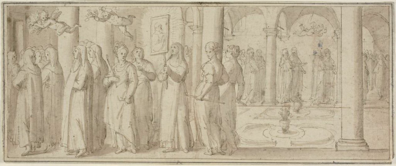 Procession of Nuns and Novices Honoring a Male Saint by Giovanni Balducci