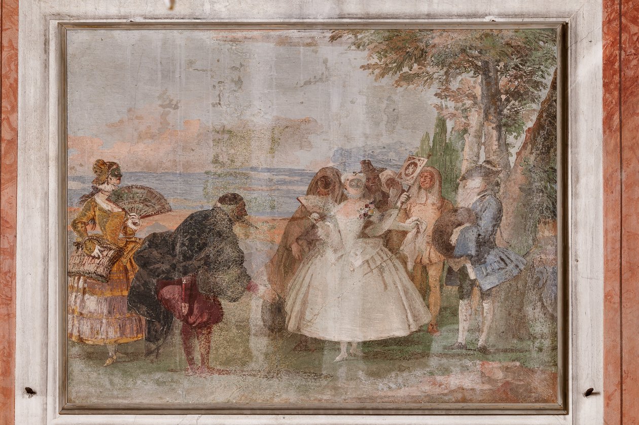 Guest Lodgings, the Room of the Carnival Scenes: "Pantalone and Columbina", a scene with masks by Giovanni Battista Tiepolo