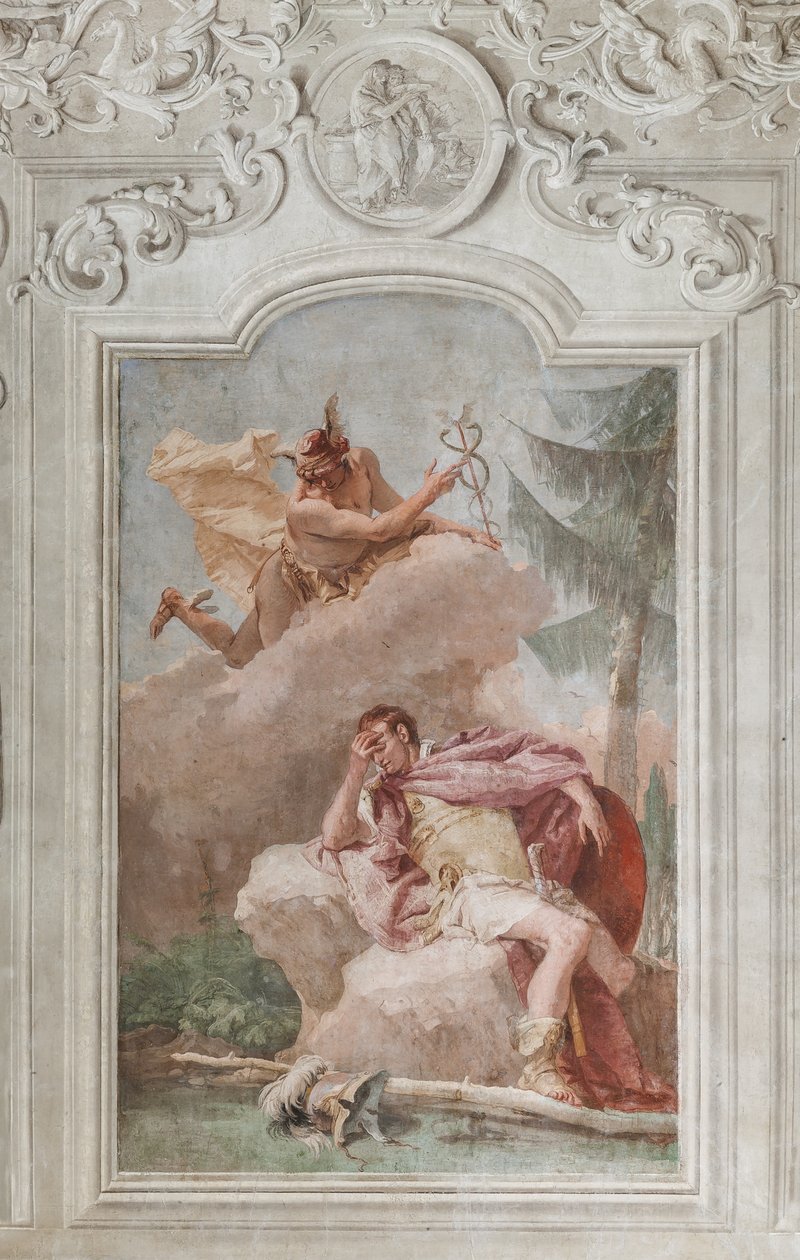 Palazzina (Small Building), the third room or room of the Aeneid: "Aeneas dreams of Mercury who orders him to leave" by Giovanni Battista Tiepolo