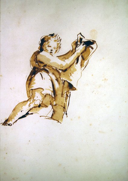 Study of a Youth Holding Up a Cloak by Giovanni Battista Tiepolo