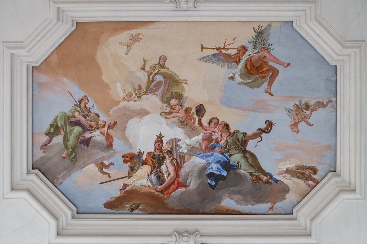 Triumph of Glory announced by Fame standing among the Cardinal Virtues by Giovanni Battista Tiepolo