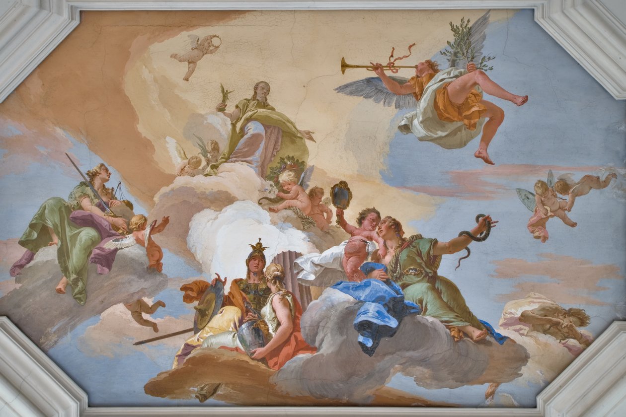Triumph of Glory announced by Fame standing among the Cardinal Virtues by Giovanni Battista Tiepolo