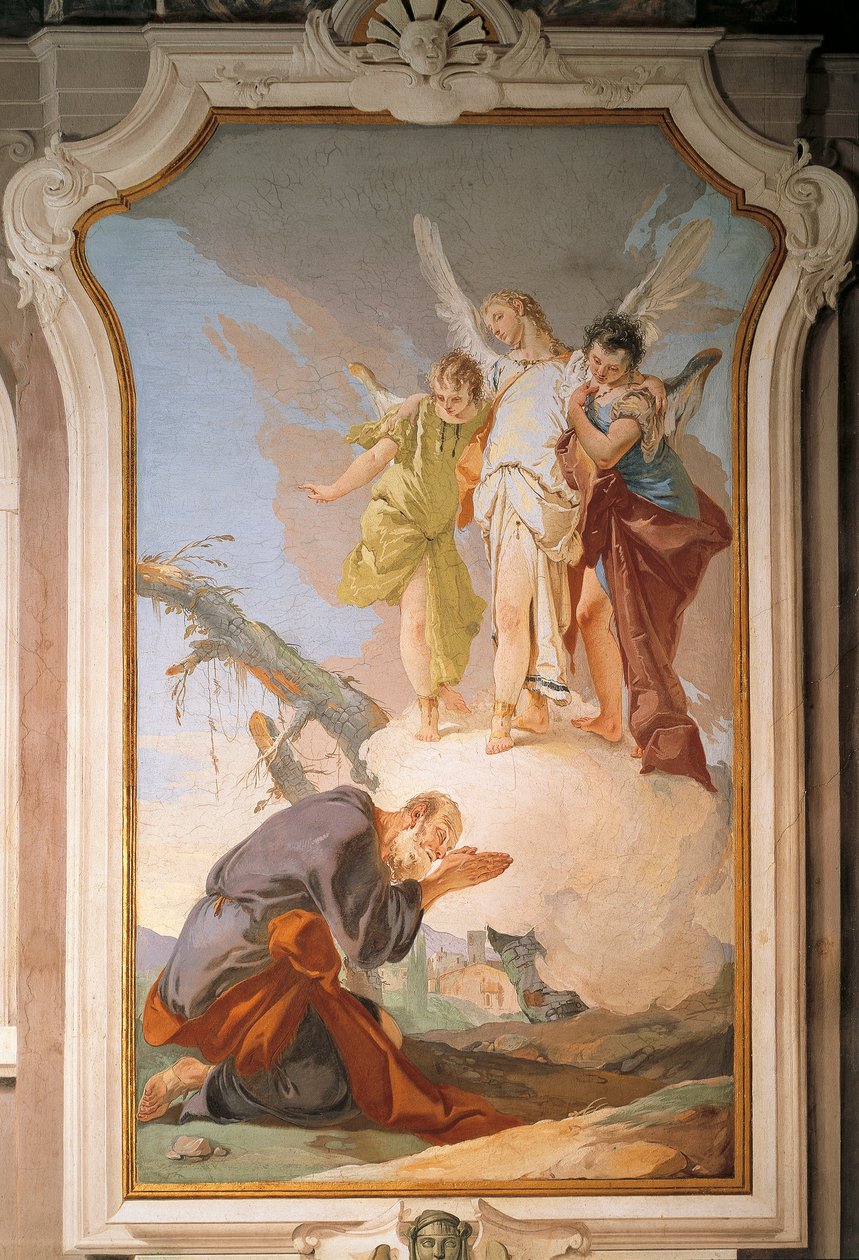 Abraham and angels, fresco, Patriarchal Palace, Guest Hall, Udine by Giovanni Battista Tiepolo