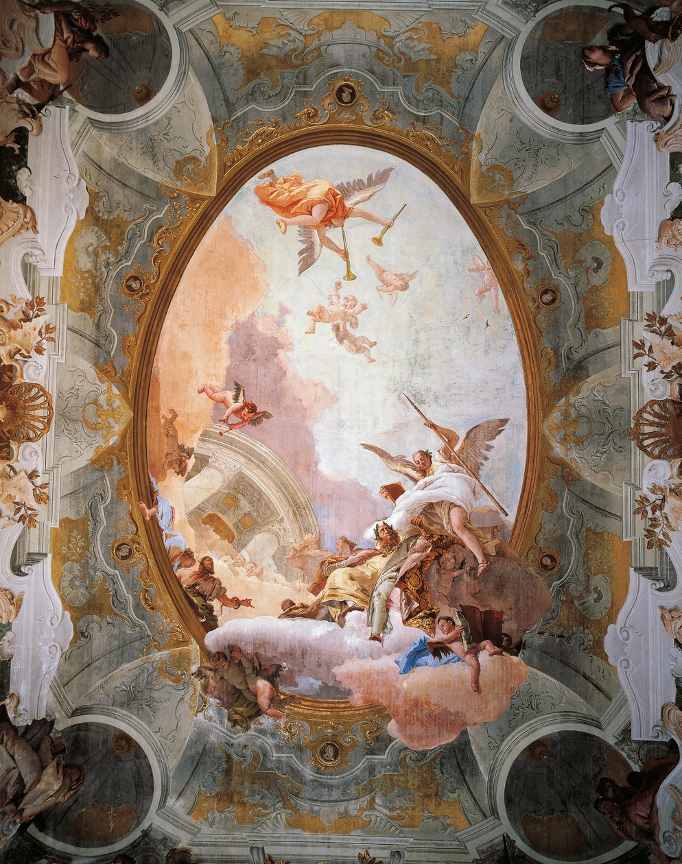Allegory of Merit Accompanied by Nobility and Virtue, Ceiling of the Throne Room, Ca 