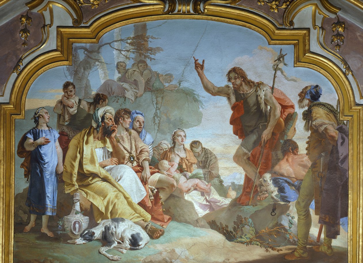 St John Baptist Preaching to Crowd, Colleoni Chapel, Bergamo, Italy by Giovanni Battista Tiepolo
