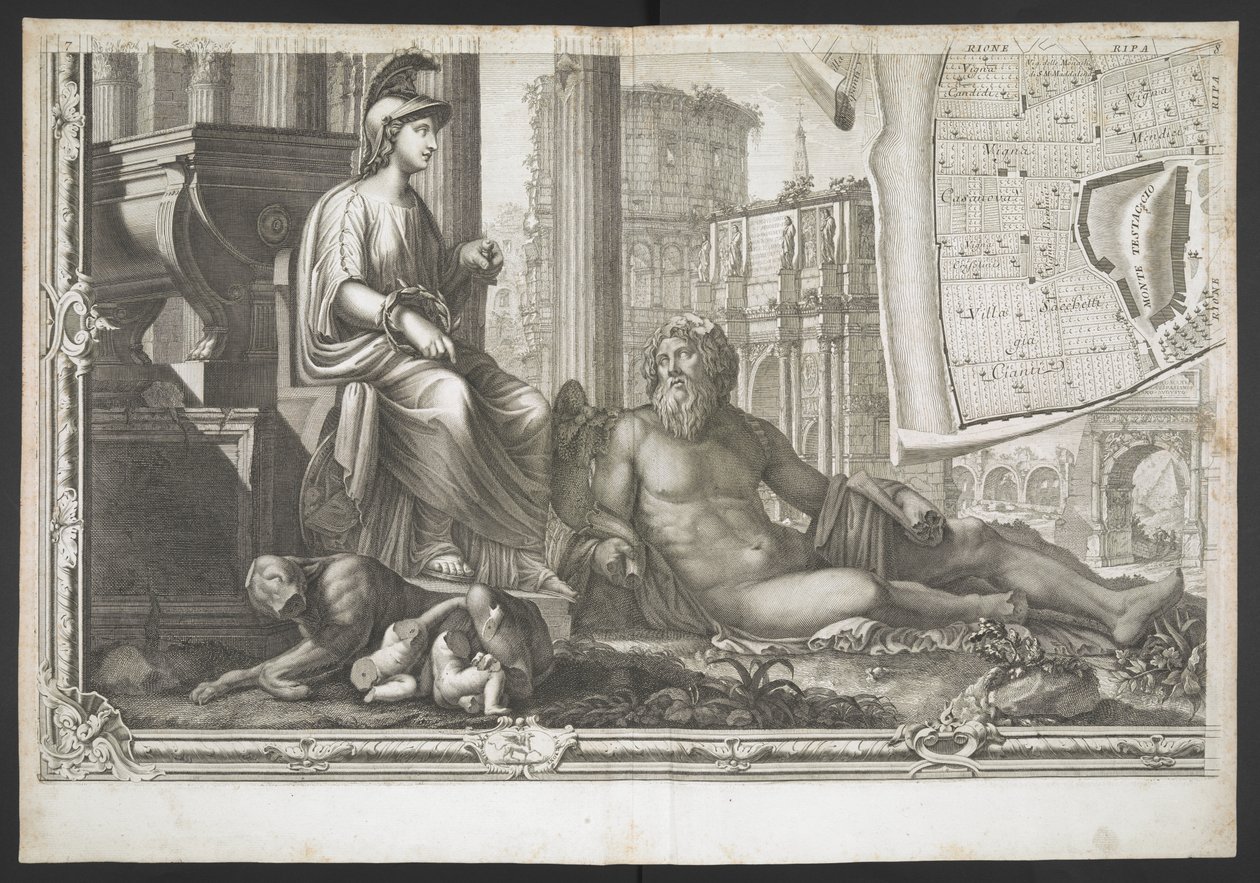 Figures and Sculptures, from Nuova Pianta di Roma, Data in Luce de G. Nolli by Giovanni Battista (after) Nolli