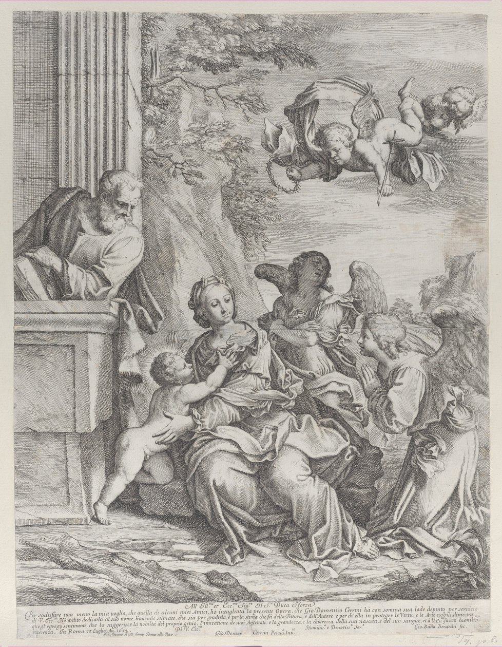 The Holy Family with Angels at Right and Overhead, 1652 by Giovanni Battista Beinaschi