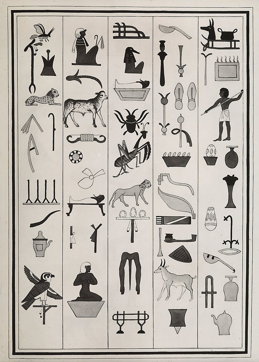 Drawings of the Decorations from Inside the Tomb of Pharaoh Psammetic I, Reproduced in 1817 by Giovanni Battista Belzoni, Housed in the British Museum, London by Giovanni Battista Belzoni