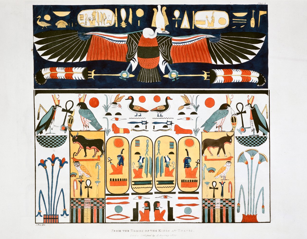 Mural from the Tombs of the Kings at Thebes by Giovanni Battista Belzoni