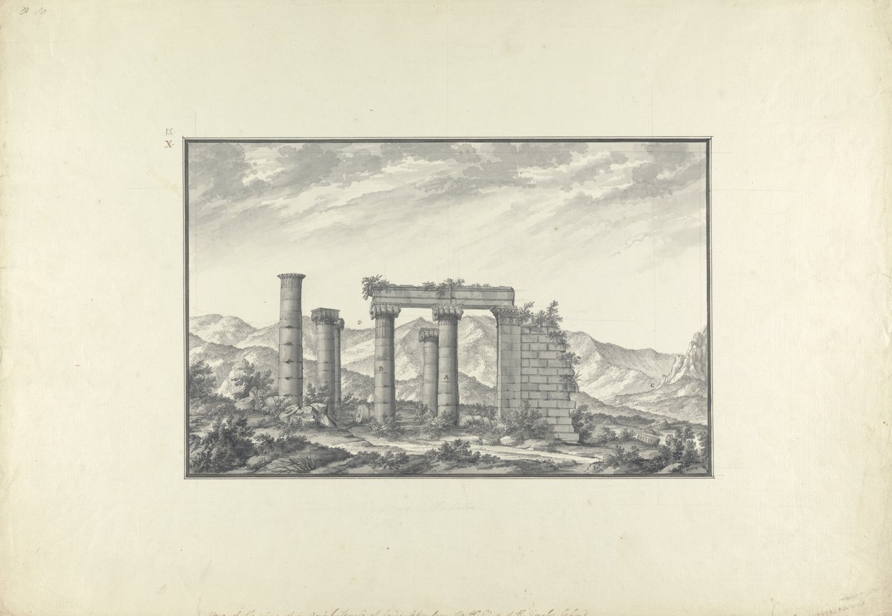 View of the ruins of an Ionic temple at Sardis, probably the Temple of Neptune, c.1750 by Giovanni Battista Borra