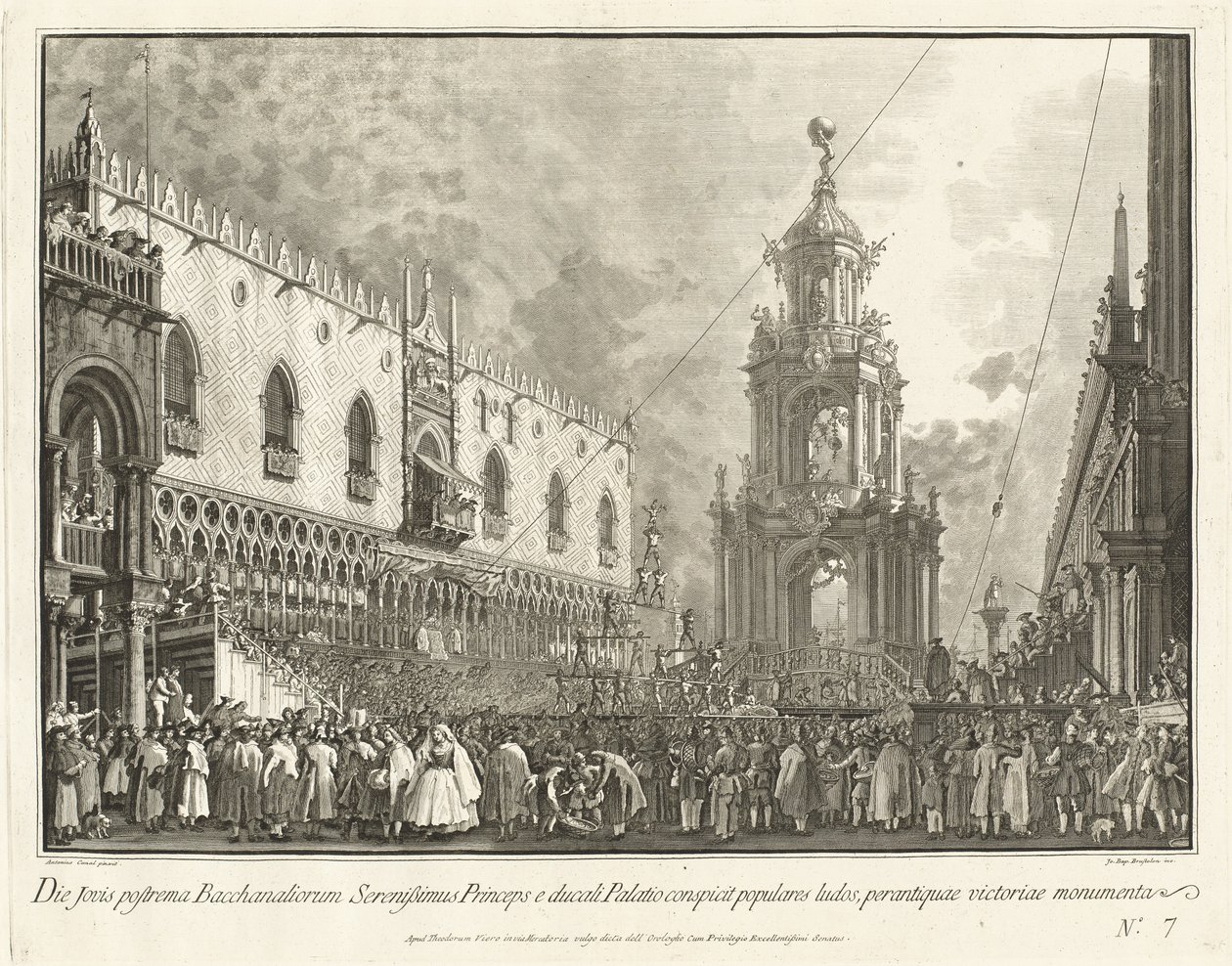 The Doge Attends the Giovedi Grasso Festival in the Piazzetta by Giovanni Battista Brustolon after Canaletto