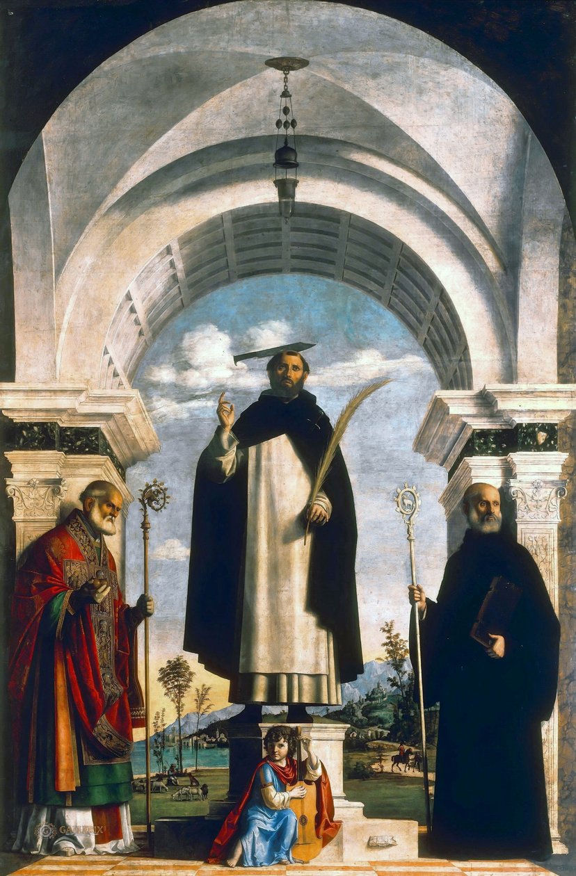 St Peter Martyr with St Nicholas of Bari, St Benedict and an Angel Musician by Giovanni Battista Cima da Conegliano