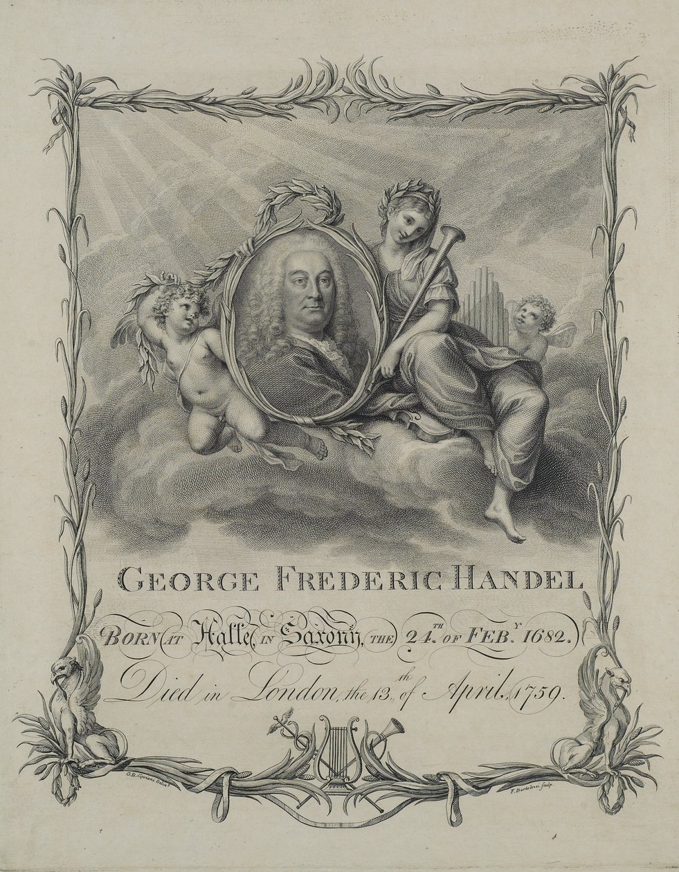 George Frideric Handel, Engraved by Francesco Bartolozzi, c.1790 by Giovanni Battista Cipriani