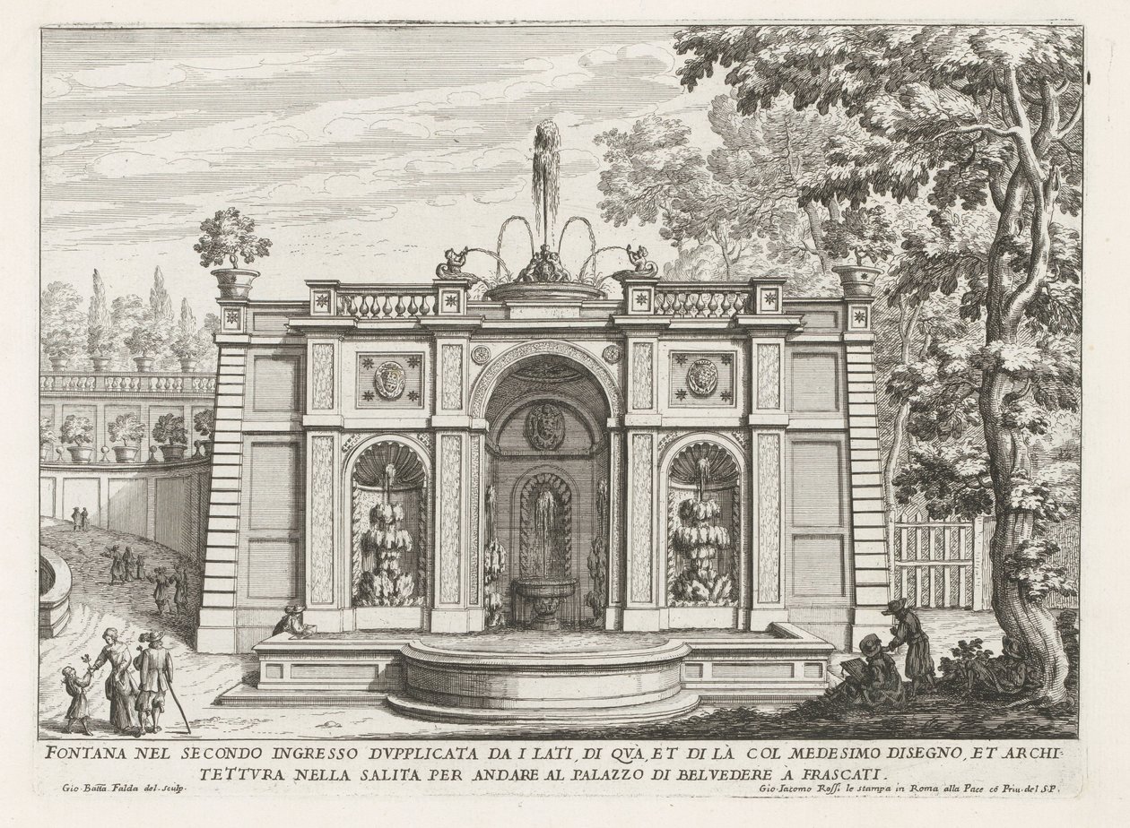 Fountain in the Gardens of the Villa Aldobrandini in Frascati by Giovanni Battista Falda