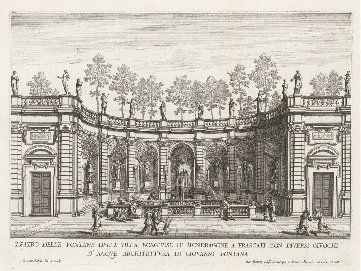 Fountain in the Gardens of Villa Mondragone in Frascati (Fontane delle ville di Frascati) by Giovanni Battista Falda